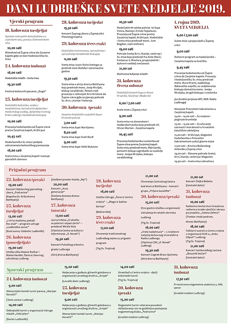 program sv nedjelja